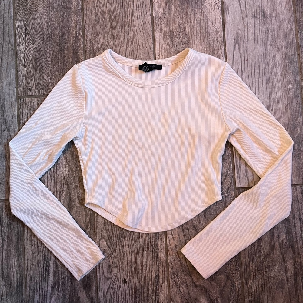 White Long Sleeve Crop Top